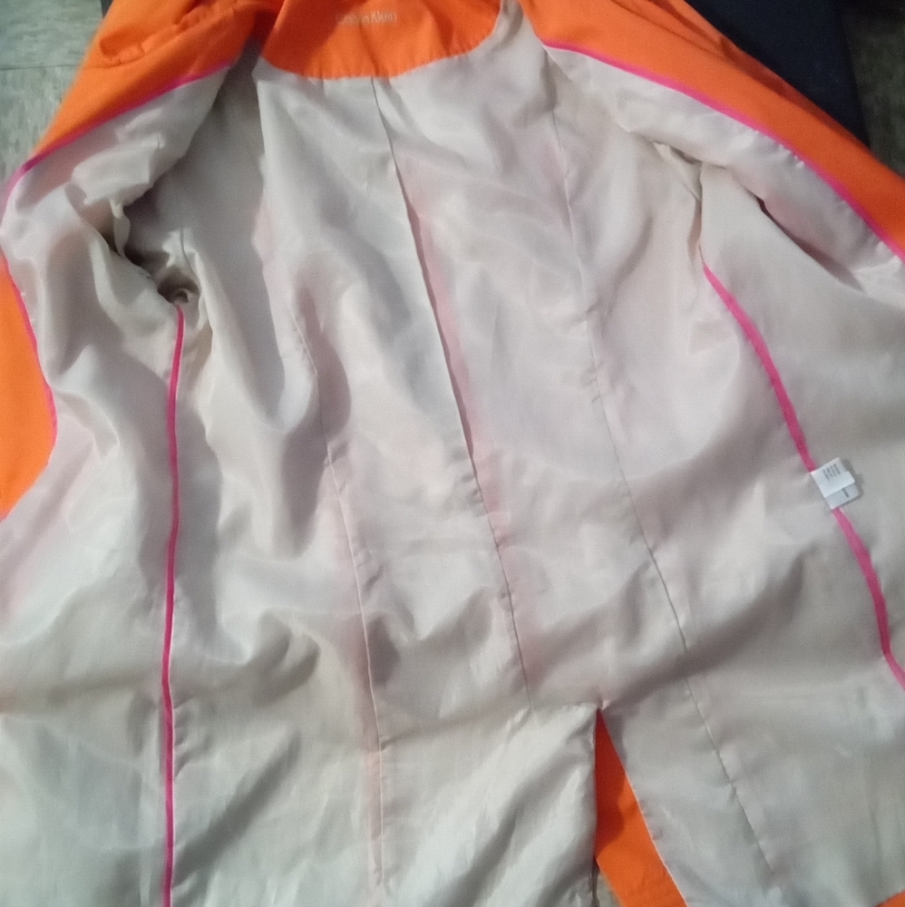 Calvin Klein Women's Orange Hooded Deep Pocket Trench Coat - Picture 9 of 9
